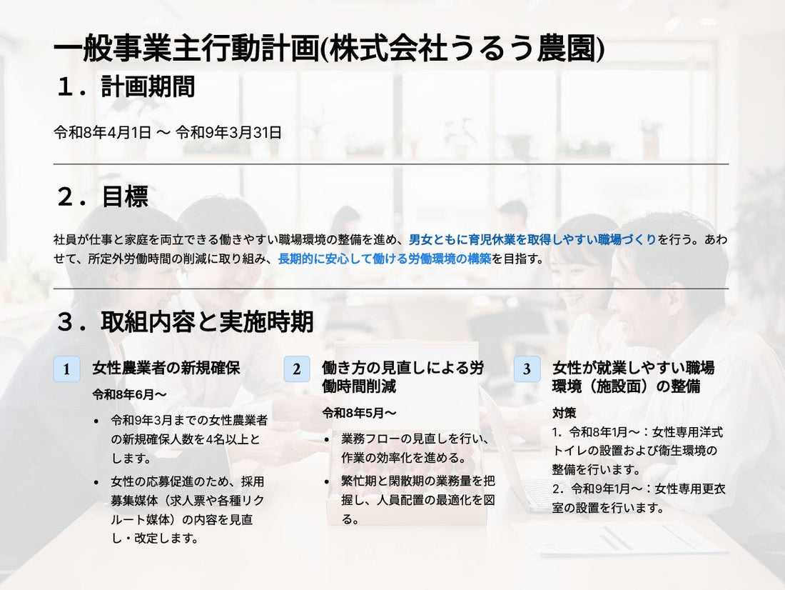 【お知らせ】誰もが働きやすい農園を目指して
